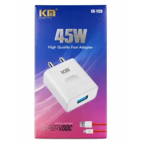 KM - 45W High Quality Fast Charger - CH-1126 - With Type C Dash Cable SuperVooc - [10 Combo]